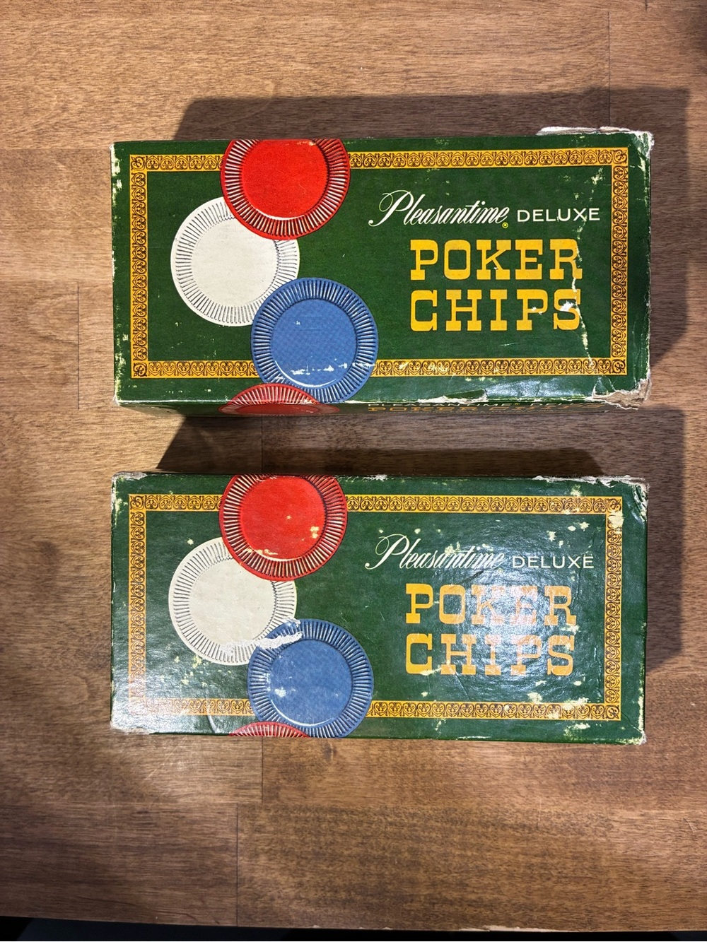Vintage 1963 Pleasantime Deluxe Poker Chips Lot of 2 Boxes Pacific Game Co